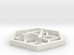 Hexagone with A / Hexagone avec un A en relief in White Natural Versatile Plastic
