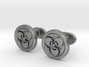 Biohazard Cufflinks in Natural Silver