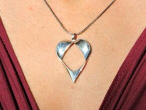 Mobius Band Heart Pendant in Fine Detail Polished Silver