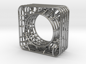 LOFF - wire cubic Ring and pendant in Natural Silver