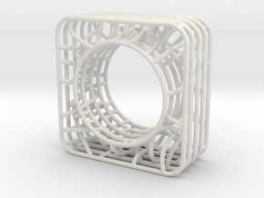LOFF - wire cubic Ring and pendant in White Natural Versatile Plastic