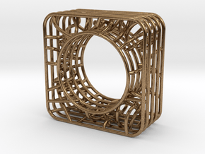 LOFF - wire cubic Ring and pendant in Natural Brass