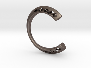 LOFF - C-wire ring in Polished Bronzed Silver Steel