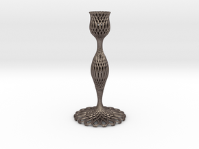 Bridget Candlestick in Polished Bronzed Silver Steel