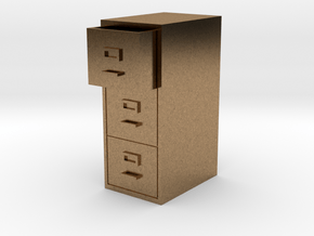Single Filing Cabinet in Natural Brass
