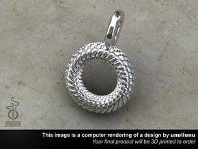 Mens Pendant / Keyring tag: Tyre 2.5cm in Polished Silver