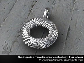 Mens Pendant / Keyring tag: Tyre  3cm in Polished Silver