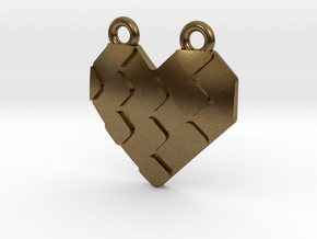 Origami Heart Pendant - checkered in Natural Bronze