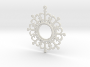 Flower shape pendant in White Natural Versatile Plastic