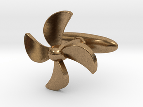 Propeller Cufflink in Natural Brass