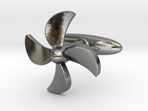 Propeller Cufflink in Polished Silver