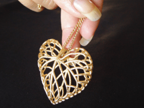 Viola leaf heart in Polished Gold Steel