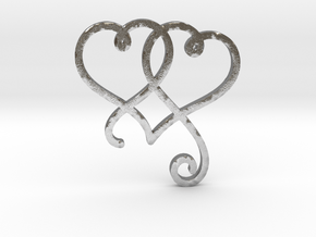 Linked Swirly Hearts (~2mm depth) in Natural Silver