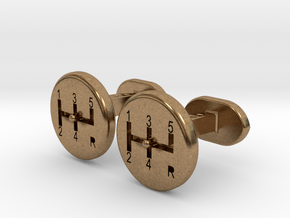 Gear Lever cufflinks in Natural Brass