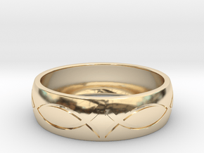 Size 8 Ring engraved in 14K Yellow Gold