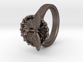 Swallowtail Butterfly Ring in Polished Bronzed Silver Steel