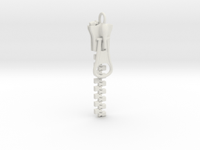 Zipper Keychain / Pendant in White Natural Versatile Plastic