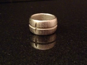 Cross Cut Ring size 7 in Polished Nickel Steel