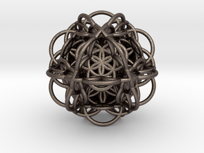 3d Flower of Life with 8 Seeds: Sacred Geometry in Polished Bronzed Silver Steel