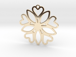 Heart Pendant - Floral  in 14K Yellow Gold