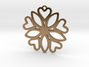 Heart Pendant - Floral  in Natural Brass