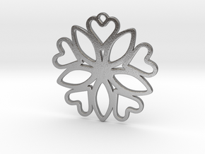 Heart Pendant - Floral  in Natural Silver