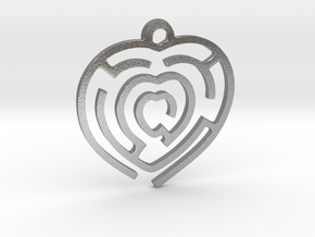 Pendant Mazy Heart  in Natural Silver