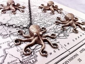 Octopus Pendant in Polished Bronzed Silver Steel