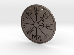 Pendant Runic compass D40mm in Polished Bronzed Silver Steel