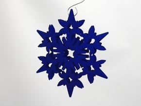 Wings Snowflake - 3D in Blue Processed Versatile Plastic