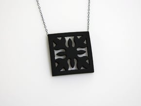 Hawaiian Quilt Block Pendant in Black Natural Versatile Plastic