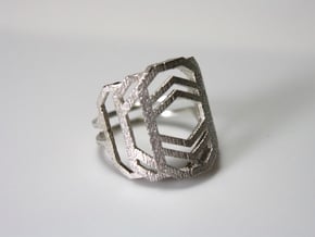 Art Deco Ring - Layers Of Life - US Size 07 in Natural Silver