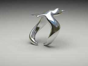 Bird On Wing Ring S 6 us in Polished Silver
