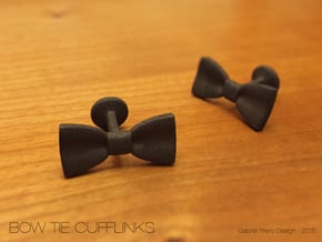 Bow Tie Cufflinks in Matte Black Steel