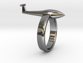 Glider ring (T-tail) in Fine Detail Polished Silver