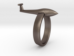 Glider ring (T-tail) in Polished Bronzed Silver Steel
