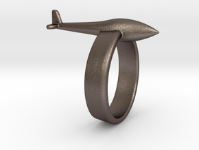 Glider ring (conventional tail) in Polished Bronzed Silver Steel