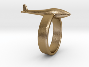 Glider ring (conventional tail) in Polished Gold Steel