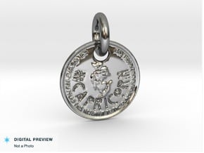 ZWOOKY Style 209 - pendant zodiac - Capricorn in Fine Detail Polished Silver