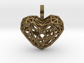 Heart Pendant - Wireframe in Natural Bronze