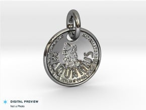 ZWOOKY Style 210 - pendant zodiac - Aquarius in Fine Detail Polished Silver