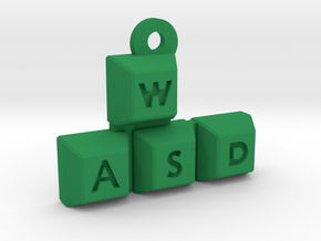WASD Keychain / Pendant in Green Processed Versatile Plastic