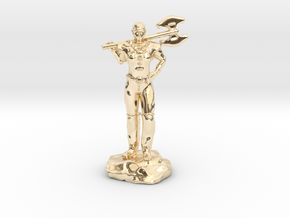 Half Elf Barbarian Woman with Great Axe in 14K Yellow Gold