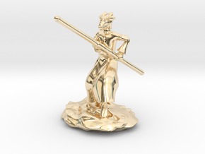 Dragonborn Monk in Robes with Quarterstaff in 14K Yellow Gold