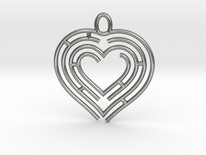 Heart pendant in Natural Silver