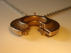 Circular Cross Pendant in Polished Bronzed Silver Steel