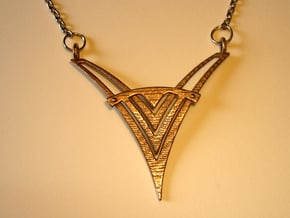 V8 Necklace Pendant in Polished Bronzed Silver Steel