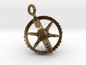Compass Gyroscope Pendant in Natural Bronze