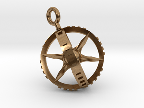 Compass Gyroscope Pendant in Natural Brass