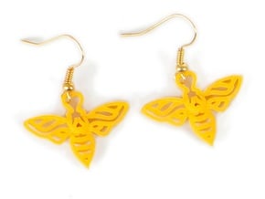 Bee Earrings in Yellow Processed Versatile Plastic